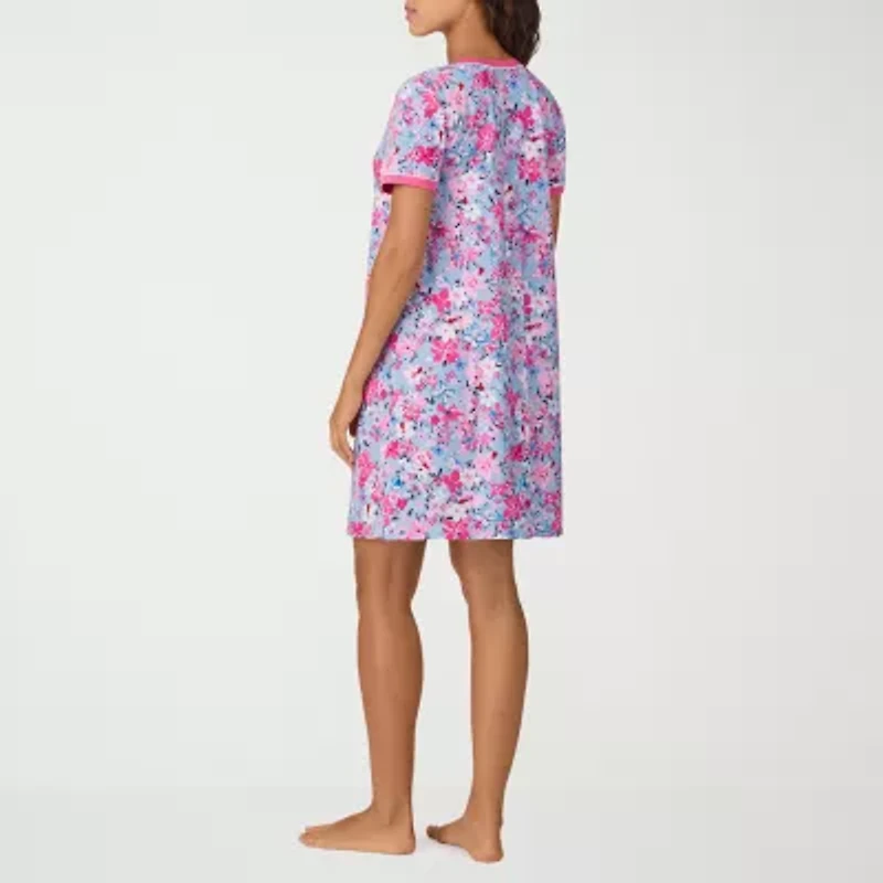 Cuddl Duds Womens V Neck Short Sleeve Nightshirt