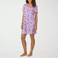 Cuddl Duds Womens V Neck Short Sleeve Nightshirt