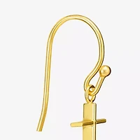 Silver Treasures Womens 14K Gold Over Silver Cross Drop Earrings