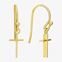 Silver Treasures Womens 14K Gold Over Silver Cross Drop Earrings