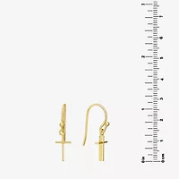 Silver Treasures Womens 14K Gold Over Silver Cross Drop Earrings