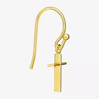 Silver Treasures Womens 14K Gold Over Silver Cross Drop Earrings