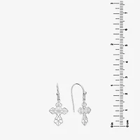 Silver Treasures Womens Sterling Silver Cross Drop Earrings