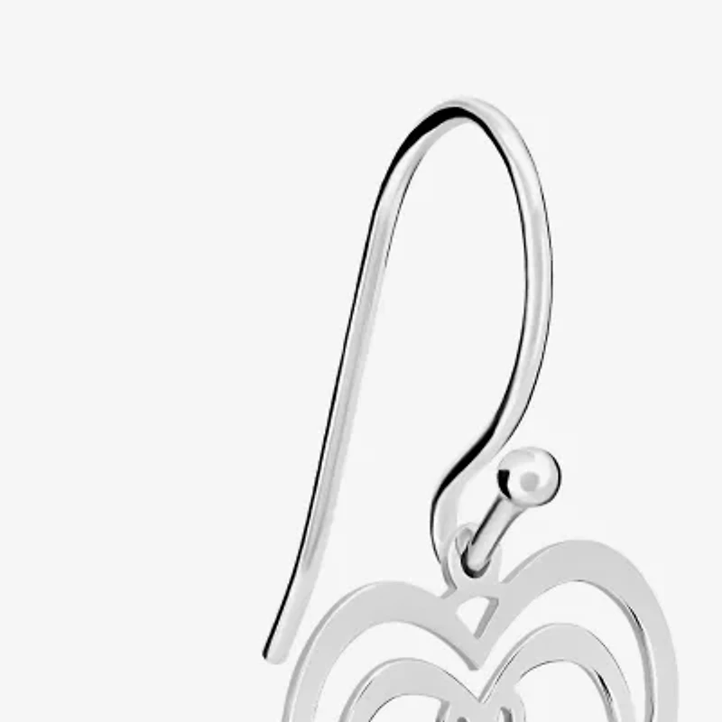 Silver Treasures Womens Sterling Silver Cross Heart Drop Earrings