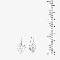 Silver Treasures Womens Sterling Silver Cross Heart Drop Earrings