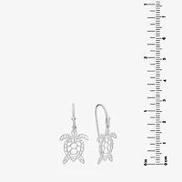 Silver Treasures Turtle Womens Sterling Silver Drop Earrings