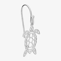 Silver Treasures Turtle Womens Sterling Silver Drop Earrings