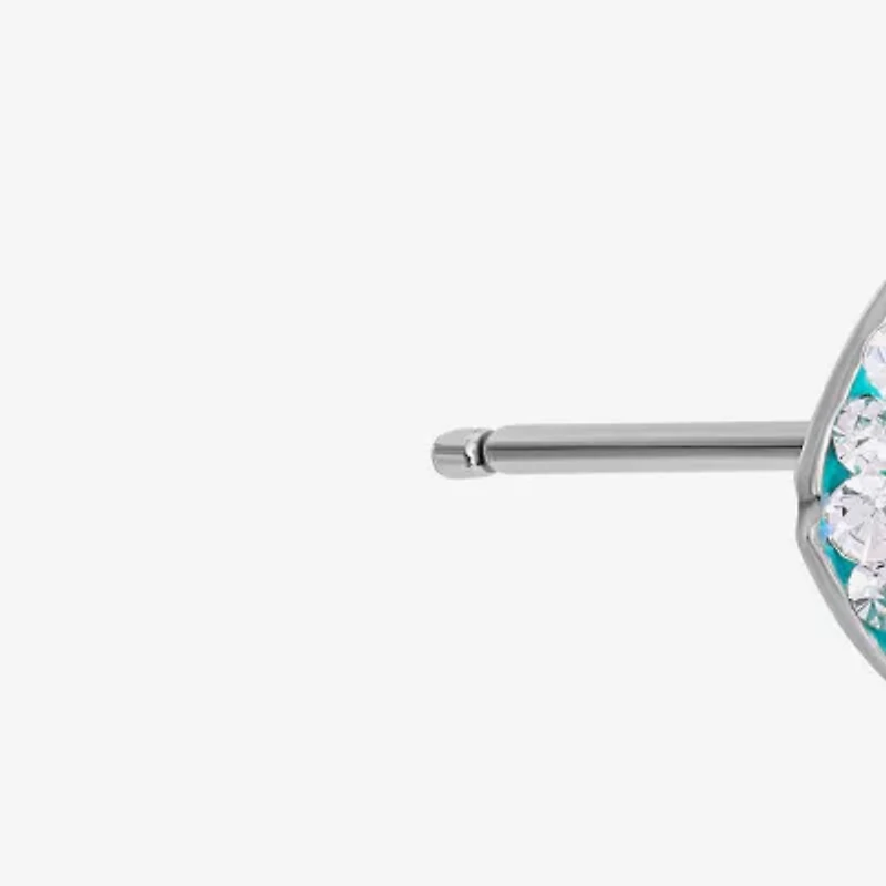 Silver Treasures Fish Multi Color Crystal Sterling Silver 8.6mm Stud Earrings