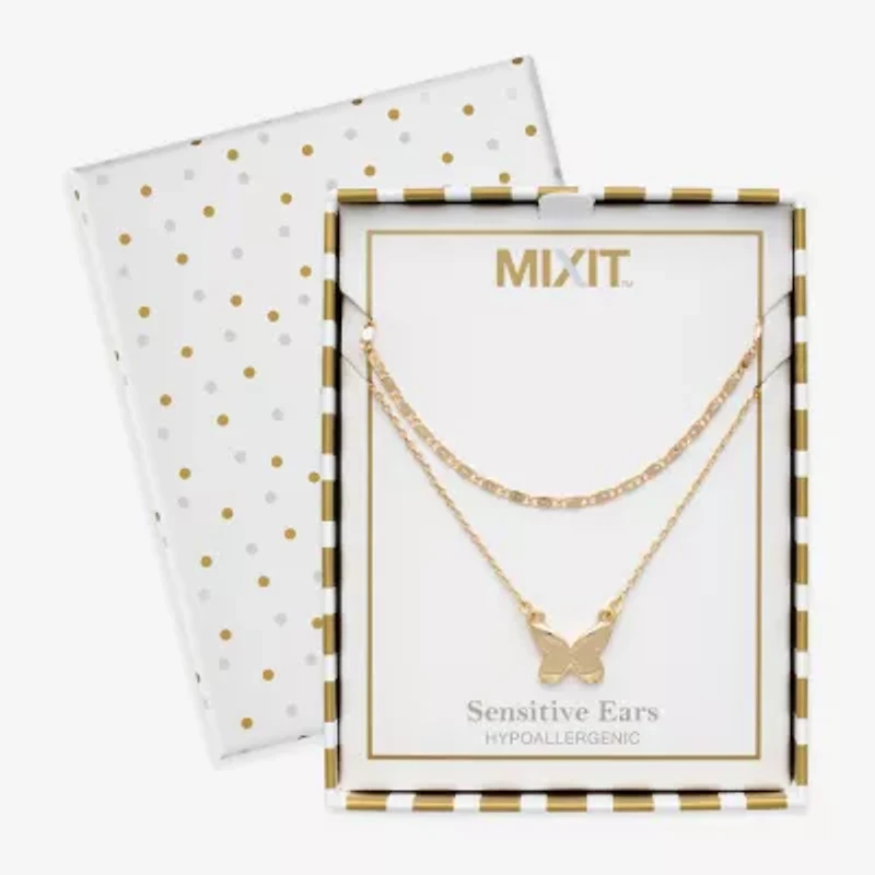 Mixit Womens Butterfly Hypoallergenic 2-pc. Necklace Set