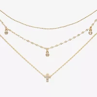 Mixit Womens Cubic Zirconia Cross Hypoallergenic 3-pc. Necklace Set
