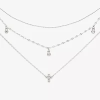 Mixit Womens Cubic Zirconia Cross Hypoallergenic 3-pc. Necklace Set