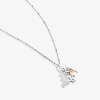 Disney Jewels Collection Initial "A" Womens Diamond Accent Natural White 14K Rose Gold Over Silver Sterling 16 Inch Pendant Necklace