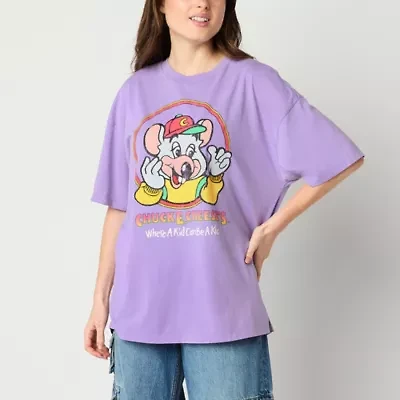 Chuck E. Cheese'S Oversized Tee Womens Crew Neck Short Sleeve Oversized Juniors Graphic T-Shirt