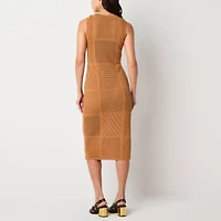 Worthington Womens Sleeveless Midi Sweater Dress