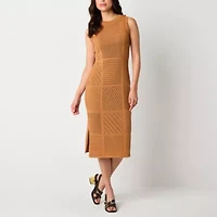 Worthington Womens Sleeveless Midi Sweater Dress