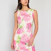 Alyx Womens Sleeveless Floral Sheath Dress