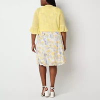 Perceptions Womens Floral Lace Jacket Dress Plus