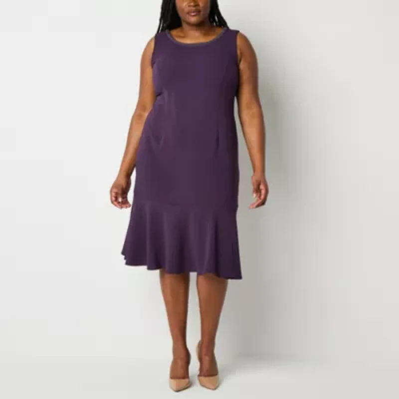 Maya Brooke Womens Jacket Dress Plus