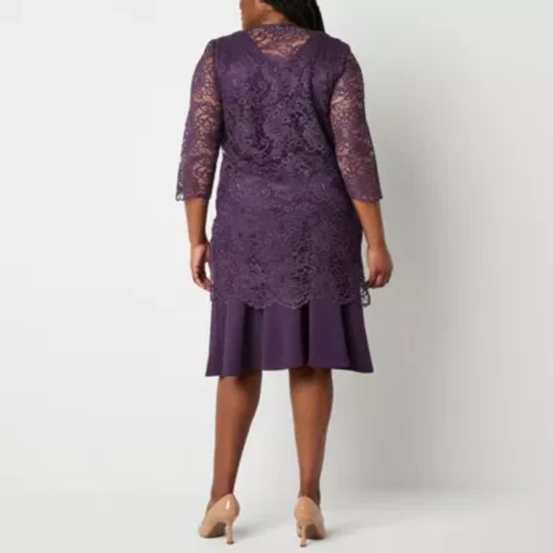 Maya Brooke Womens Jacket Dress Plus