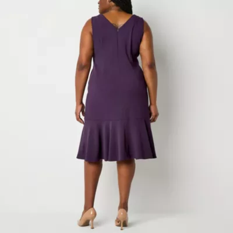 Maya Brooke Womens Jacket Dress Plus