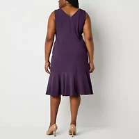 Maya Brooke Womens Jacket Dress Plus