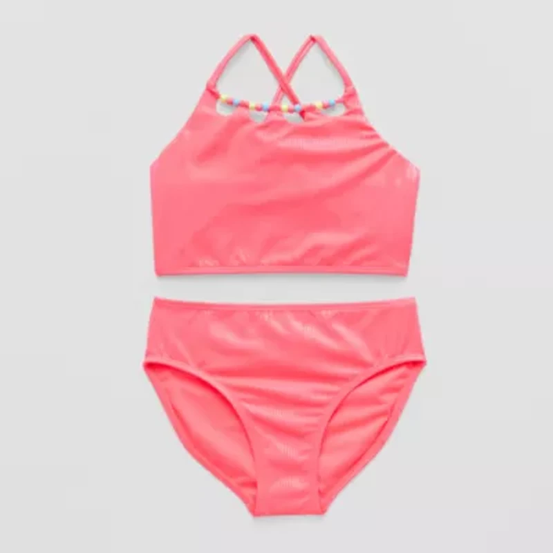 Thereabouts Shimmer And Ribbed Little & Big Kid Girls 2-pc. Tankini Set