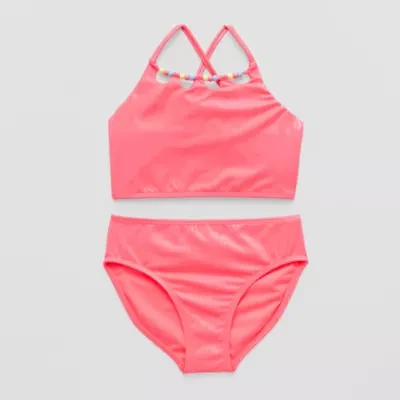 Thereabouts Shimmer And Ribbed Little & Big Kid Girls 2-pc. Tankini Set