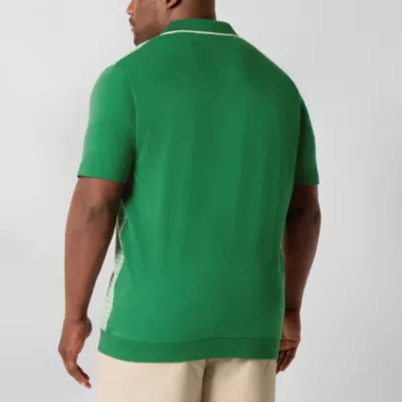 Shaquille O'Neal XLG Jacquard Big and Tall Mens Regular Fit Short Sleeve Polo Shirt