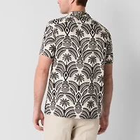 J. Ferrar Linen Blend Mens Short Sleeve Camp Shirt