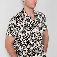 J. Ferrar Linen Blend Mens Short Sleeve Camp Shirt