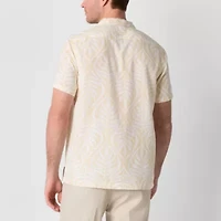 J. Ferrar Linen Blend Mens Short Sleeve Camp Shirt