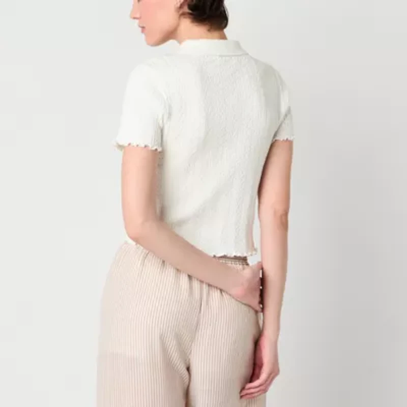by&by Juniors Womens Short Sleeve Polo Shirt
