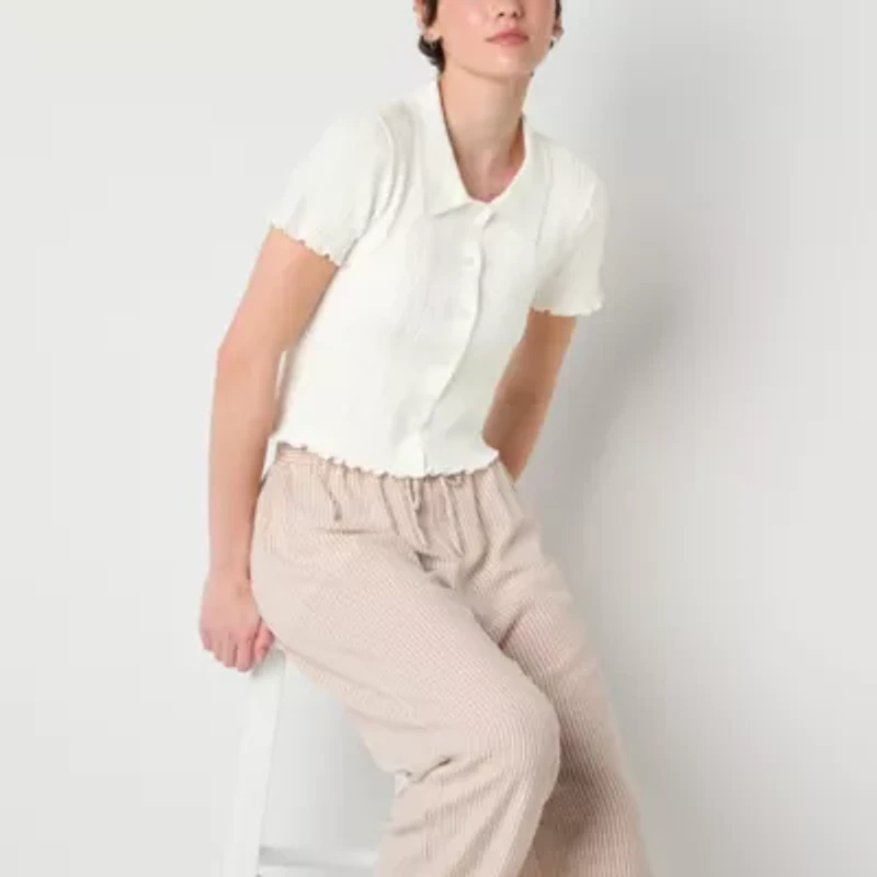 by&by Juniors Womens Short Sleeve Polo Shirt