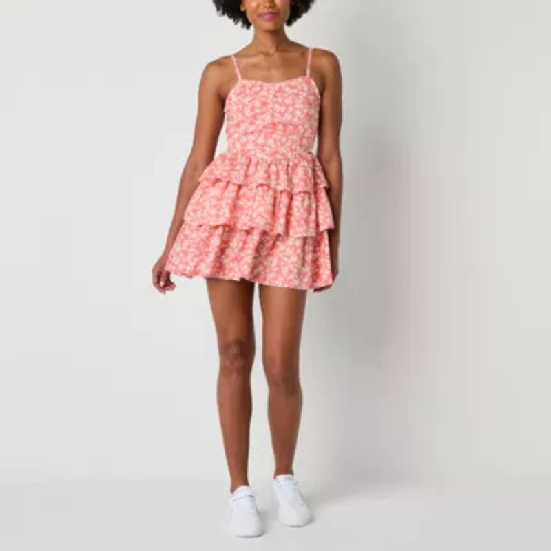 Arizona Womens Juniors Sleeveless Floral Fit + Flare Dress