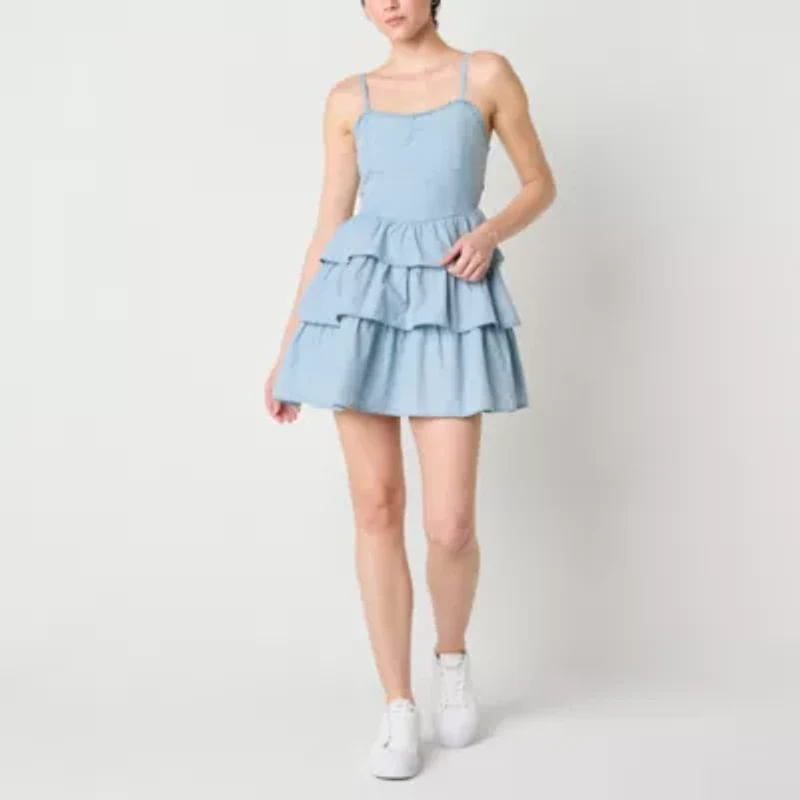 Arizona Womens Juniors Sleeveless Floral Fit + Flare Dress