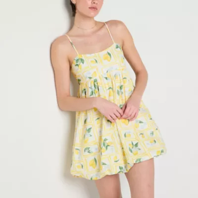 Arizona Bubble Hem Womens Sleeveless Juniors Fit + Flare Dress