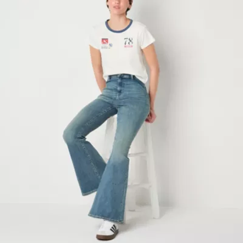 Arizona Juniors Womens High Rise Flare Leg Jean
