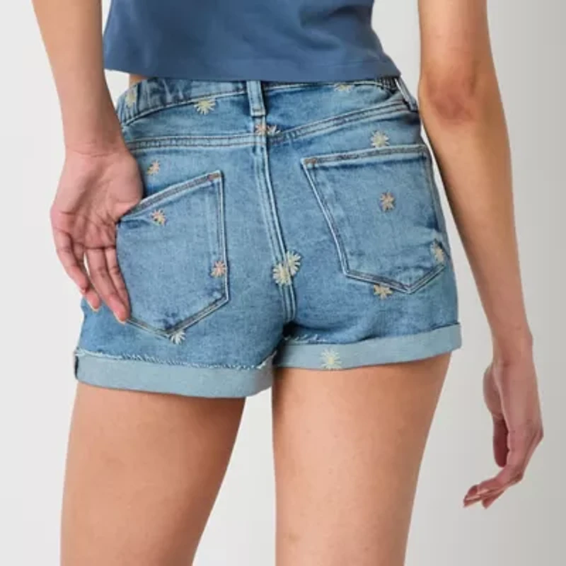 Arizona Curvy Womens High Rise Juniors Denim Short