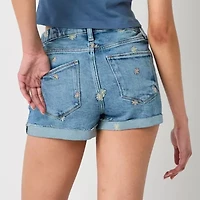 Arizona Curvy Womens High Rise Juniors Denim Short