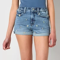 Arizona Curvy Womens High Rise Juniors Denim Short