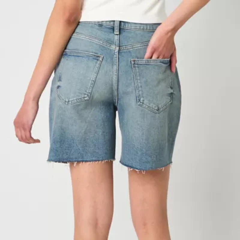 Arizona Womens Mid Rise Juniors Denim Short