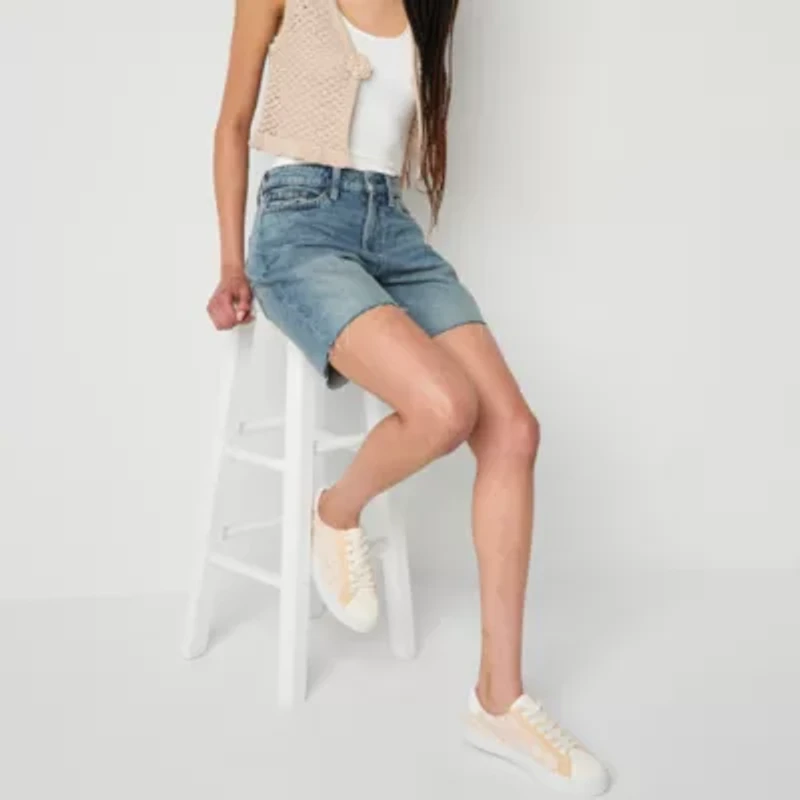 Arizona Womens Mid Rise Juniors Denim Short