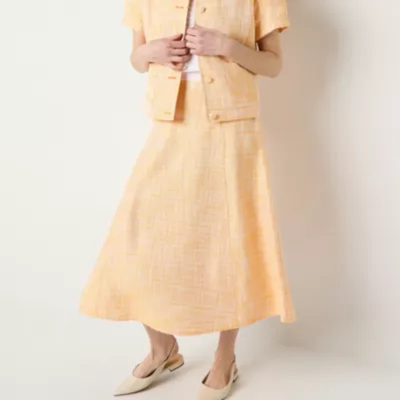 Liz Claiborne Boucle Womens Mid Rise Midi Full Skirt
