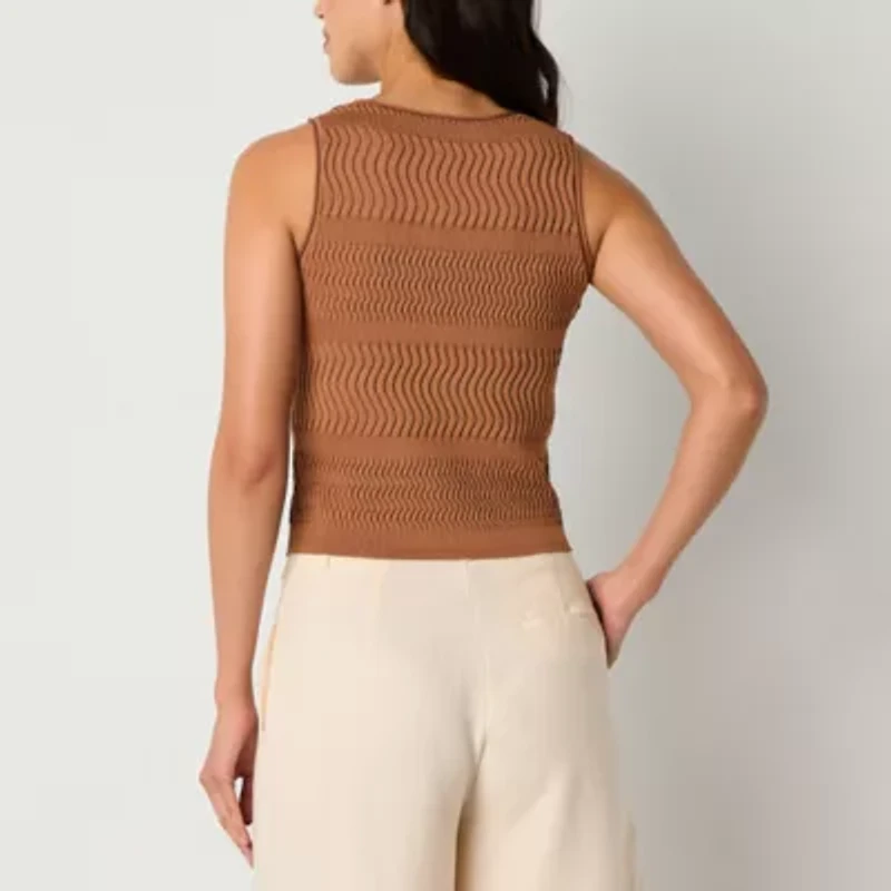 Worthington Womens Boat Neck Sleeveless Pullover Sweater