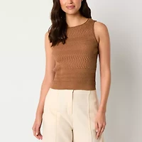 Worthington Womens Boat Neck Sleeveless Pullover Sweater