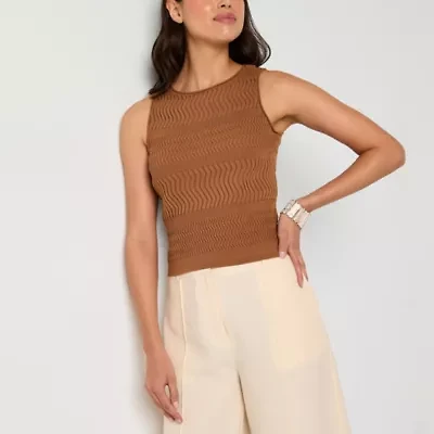 Worthington Womens Boat Neck Sleeveless Pullover Sweater