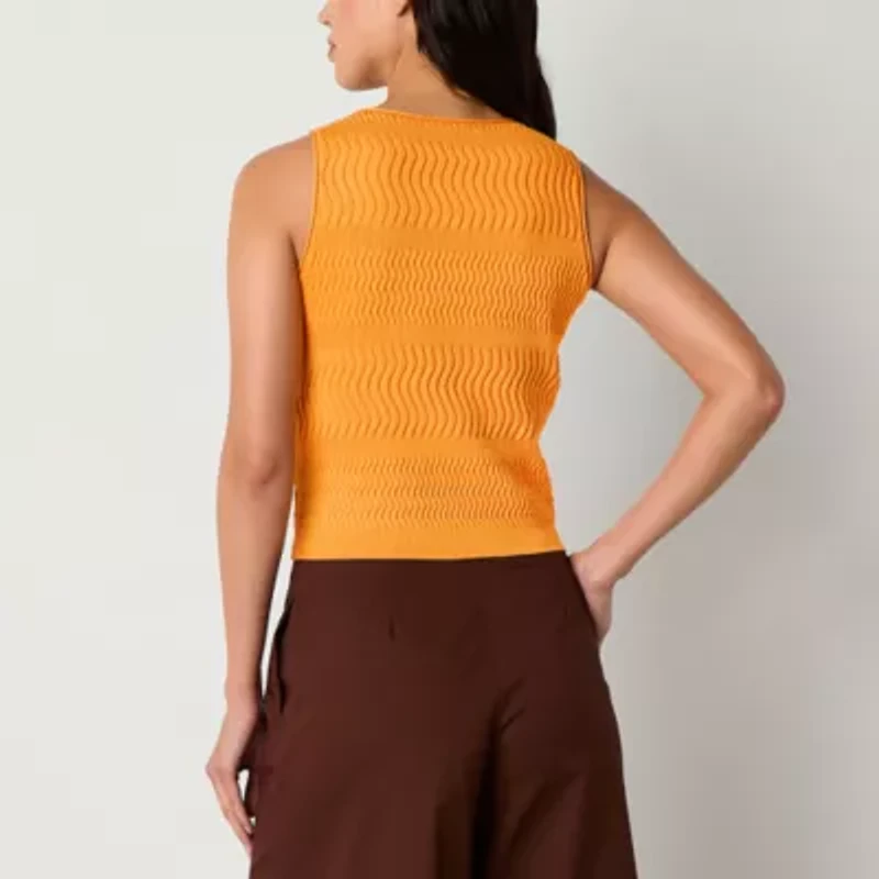 Worthington Womens Boat Neck Sleeveless Pullover Sweater