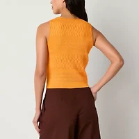 Worthington Womens Boat Neck Sleeveless Pullover Sweater