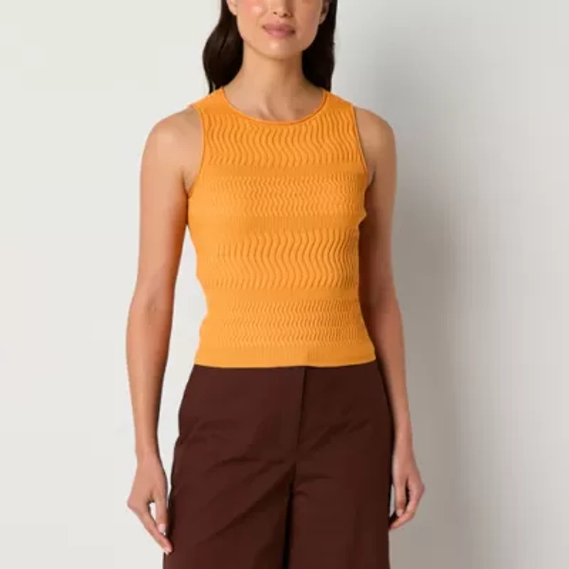 Worthington Womens Boat Neck Sleeveless Pullover Sweater