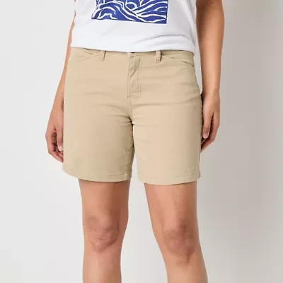 St. John's Bay Womens 7" Mid Rise Chino Short